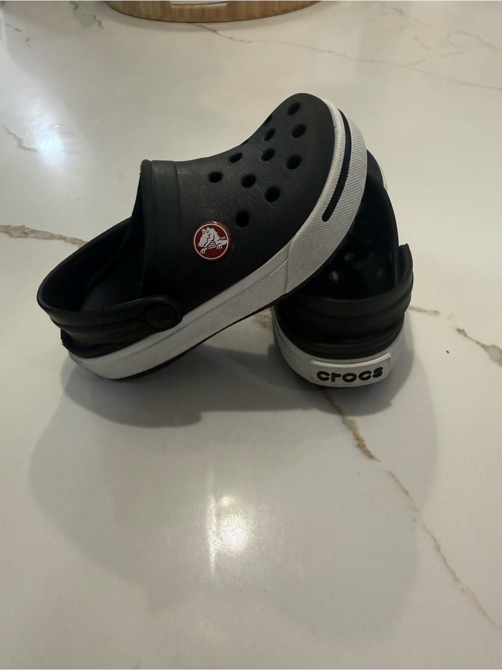 CROCS Kids Black and White Clog Sandals| Size C8/9